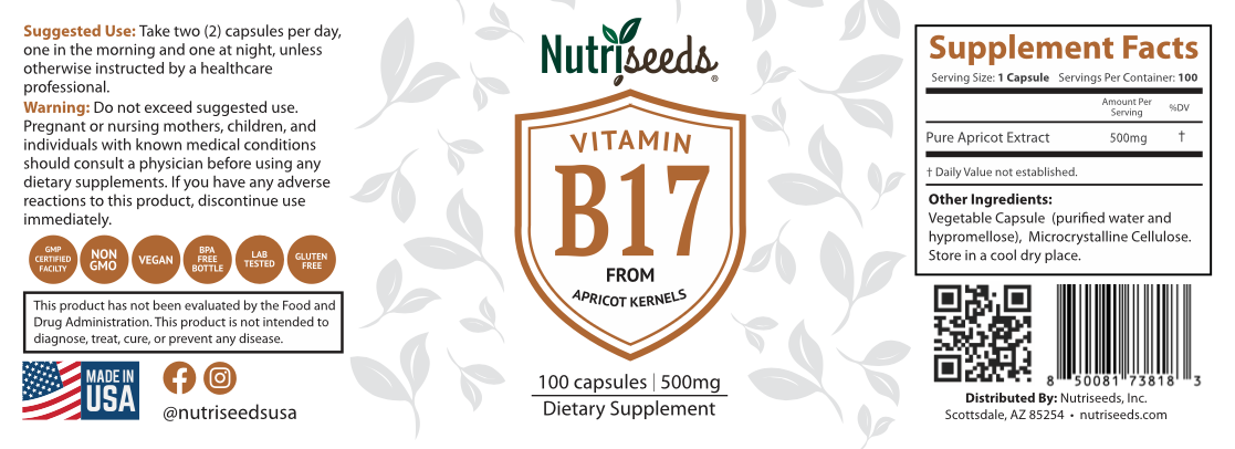 Vitamin B17 Extract Capsules 500mg